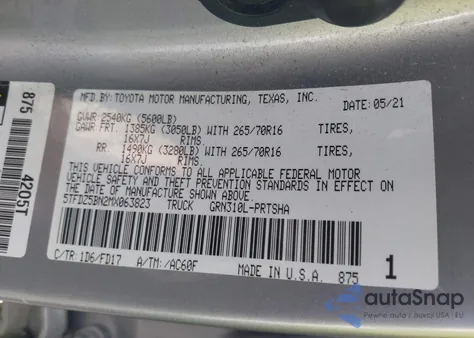 2021 Toyota Tacoma Double Cab z USA, uszkodzony, nr VIN 5TFDZ5BN2MX063823